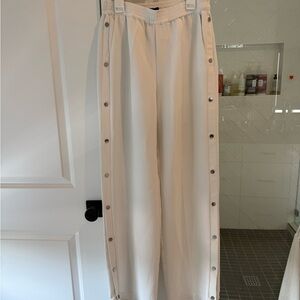 Trouve Cream Track Pants with Button Detail